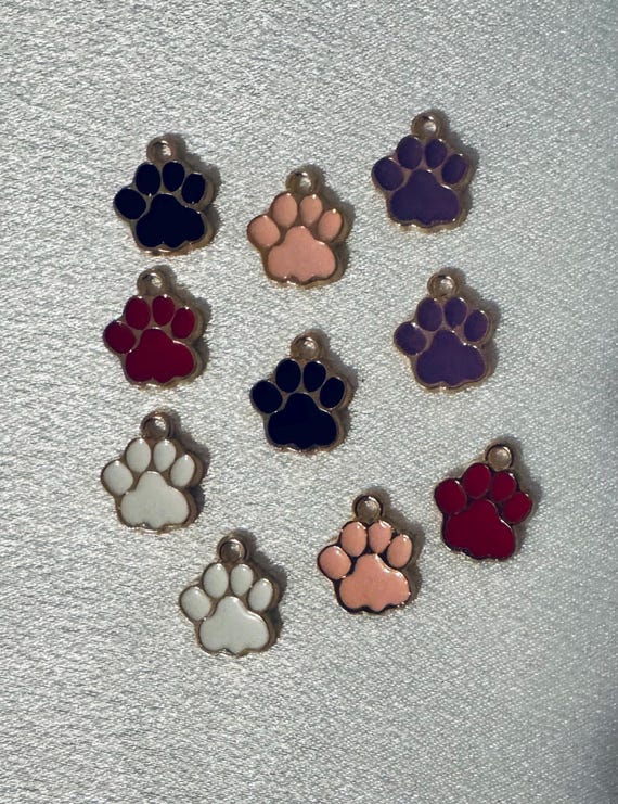 10 Piece Paw Print Charms