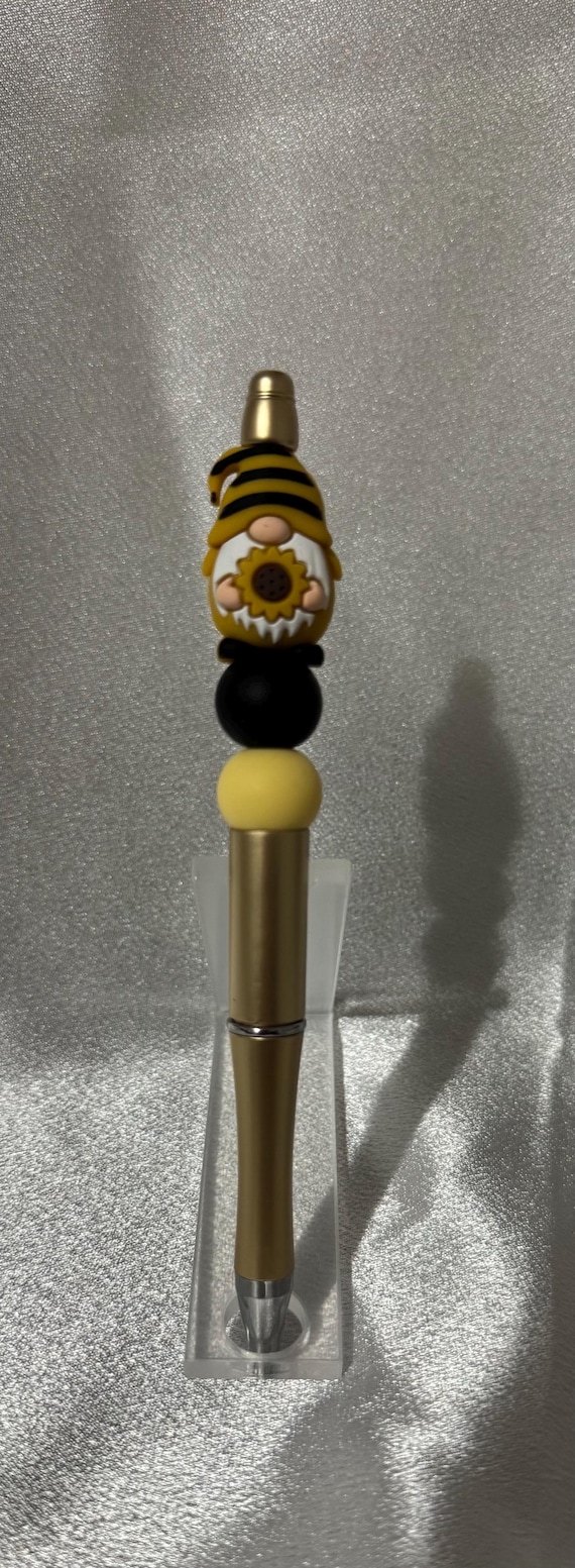 Beaded Gnome Pen with Sunflower Accent – Fun, Functional Writing Tool