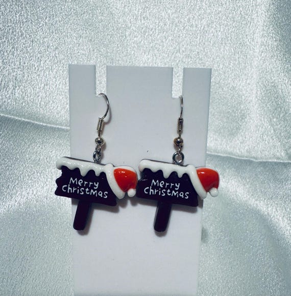 Merry Christmas  Enamel Dangle Eaarings