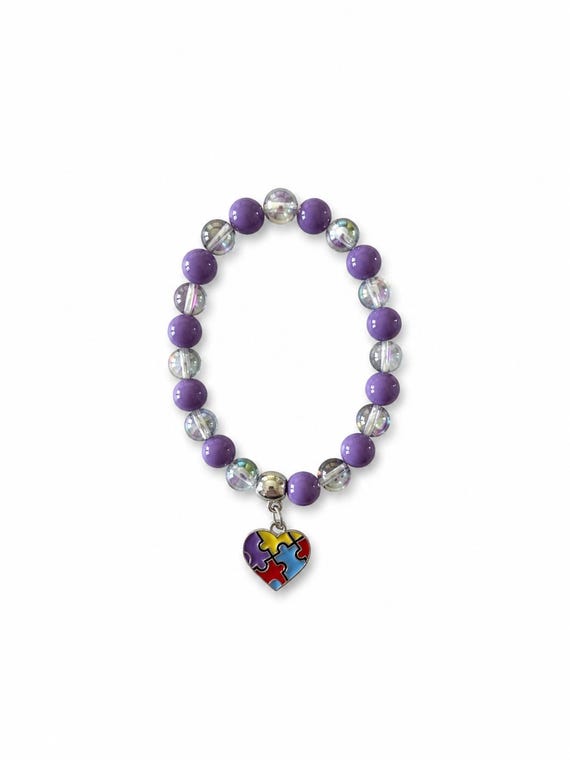 Autism Heart Charm Stretch Bracelet
