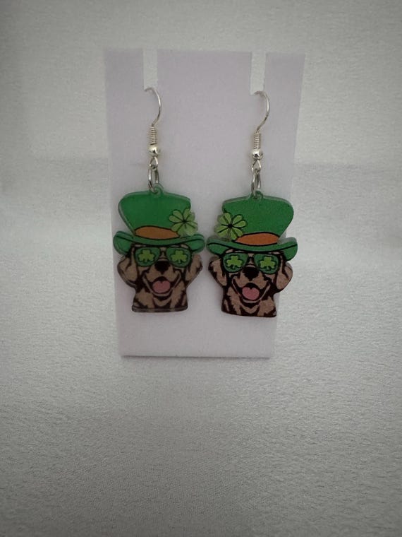 Irish Puppy Dangle Earrings.