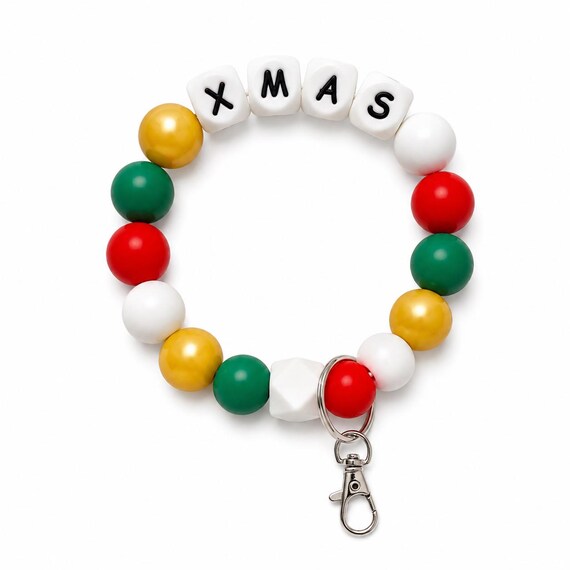 Christmas Silicone Wristlet  Keychain