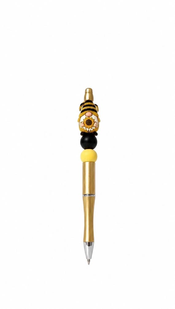 Beaded Gnome Pen with Sunflower Accent – Fun, Functional Writing Tool
