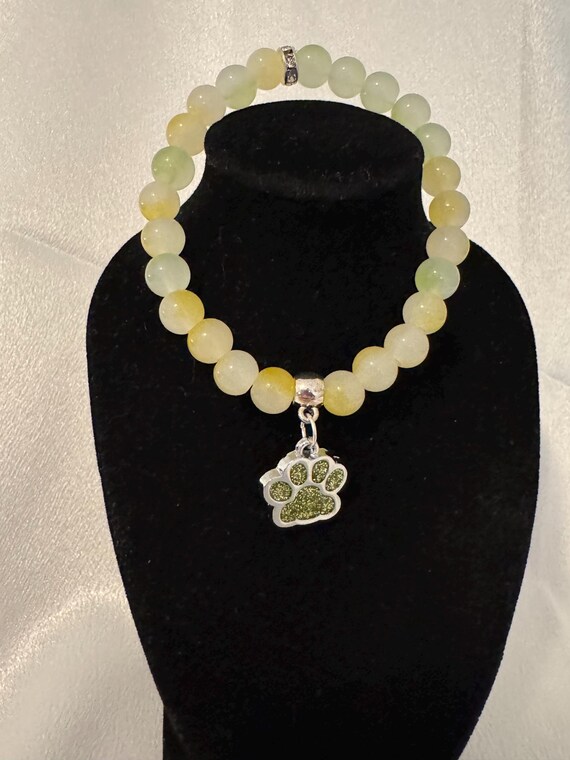 Yellow Green Paw Charm Bracelet