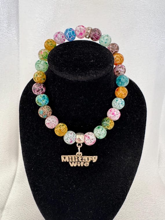 Military Wife Charm Stretch Bracelet