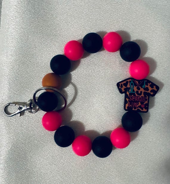 Nurse Appreciation Silicone Wristlet  Keychain