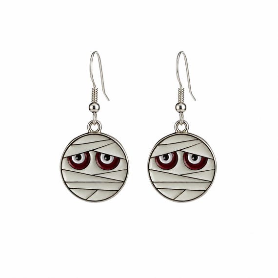 Halloween Mummy Dangle Earrings. Hypoallergenic