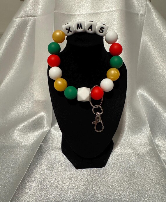 Christmas Silicone Wristlet  Keychain