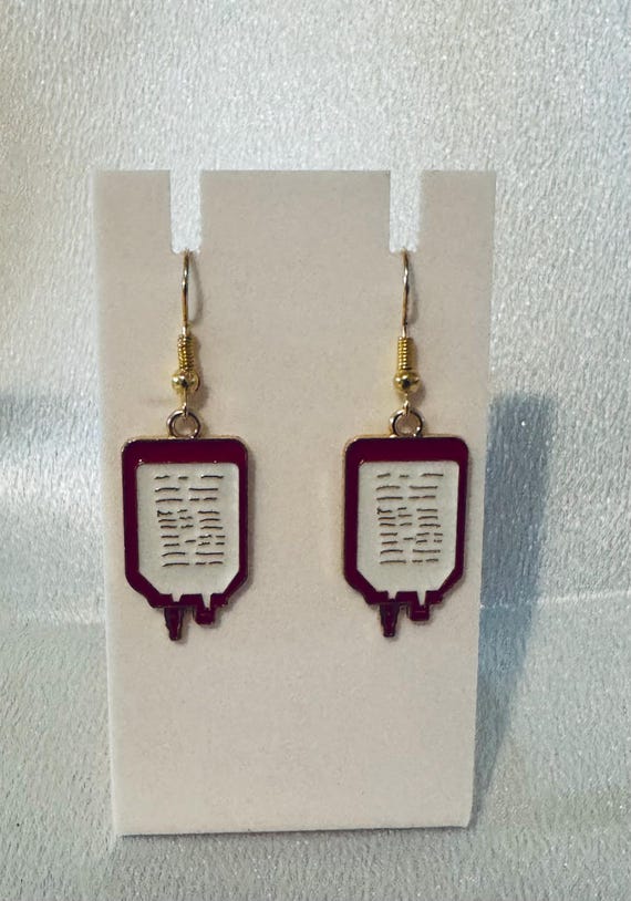 Nurses IV Bag Dangle Earrings.