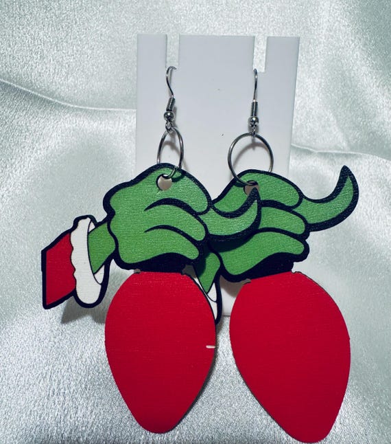 Grinch Wooden Oversized Dangle Earrings