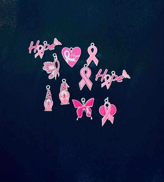 10 Piece Breast Cancer Charms