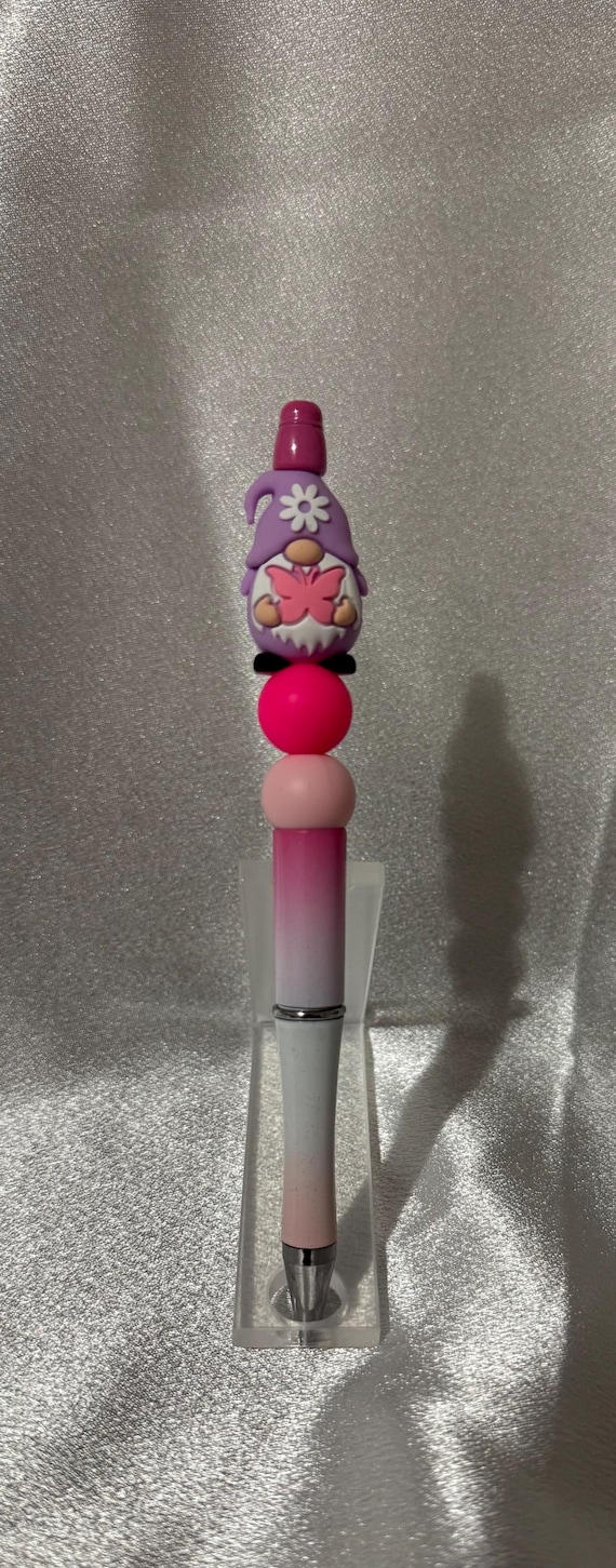 Beaded Gnome Pen with Butterfly Accent – Fun, Functional Writing Tool