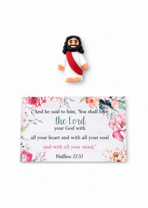 Red Sashed Pocket Jesus With Bible Verse Card