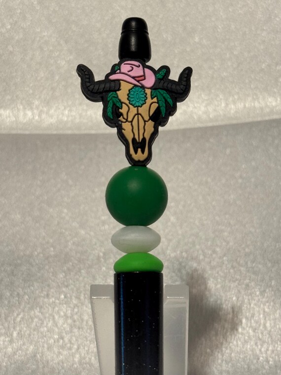 Silicone Beaded Cow Skull Writing Pen