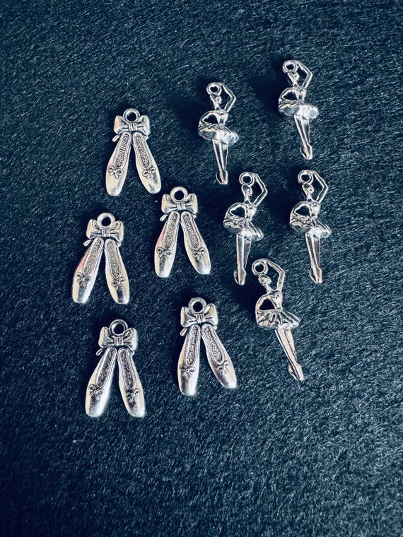 10 Piece Silver Ballerina Charms