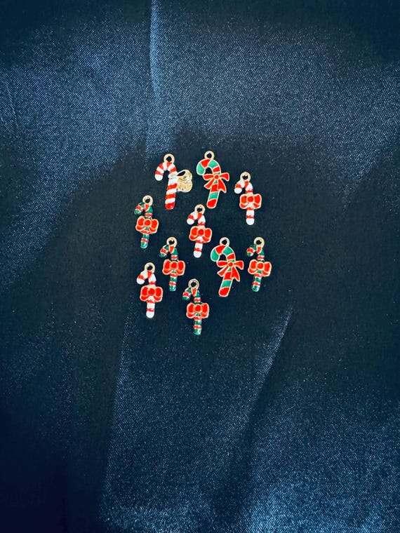 10 Piece Candy Cane  Charms