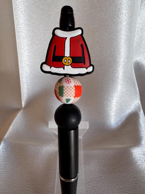 Santa Coat Silicone Beaded Writing Pen