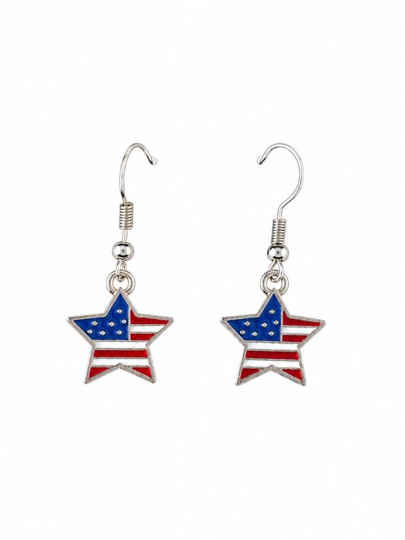 American Flag Stars Dangle Earrings