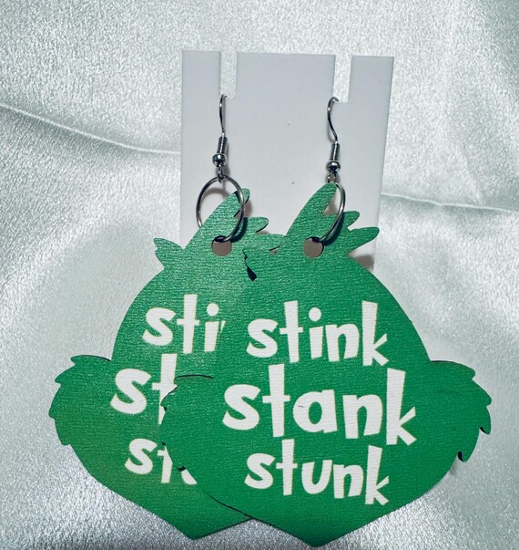 Grinch Wooden Oversized Dangle Earrings