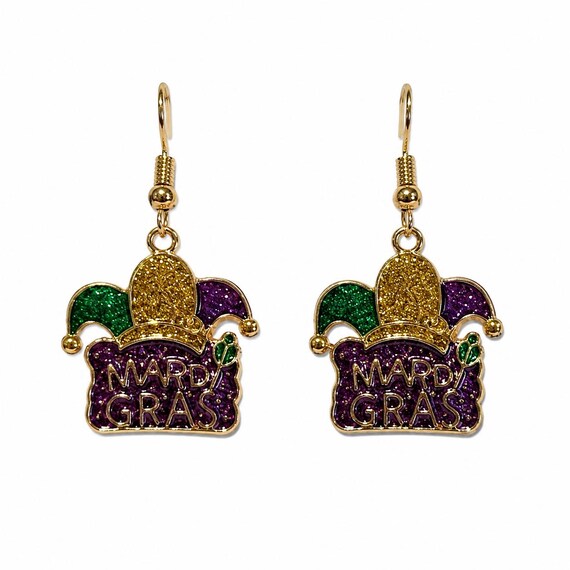Mardi Gras  Dangle Earrings.