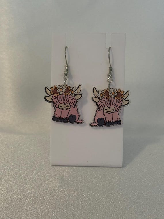 Highland Cow Dangle Earrings