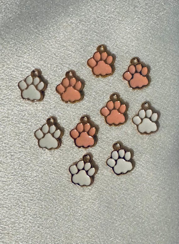 10 Piece Paw Print Charms