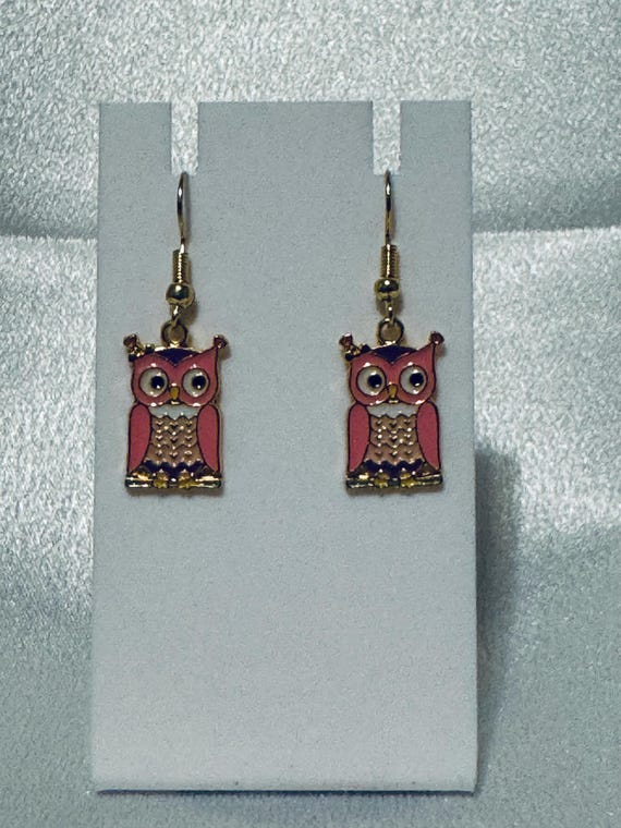 Valentine Owl Dangle Earrings