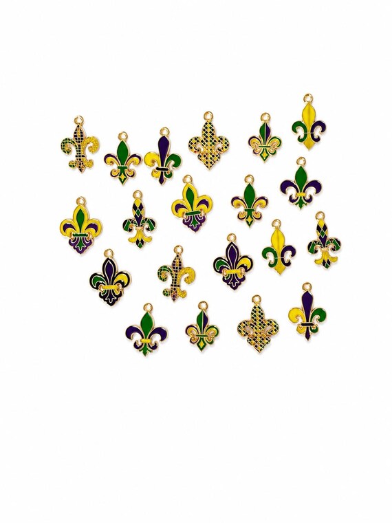 20 Piece Mardi Gras Fleur De Lis Charms