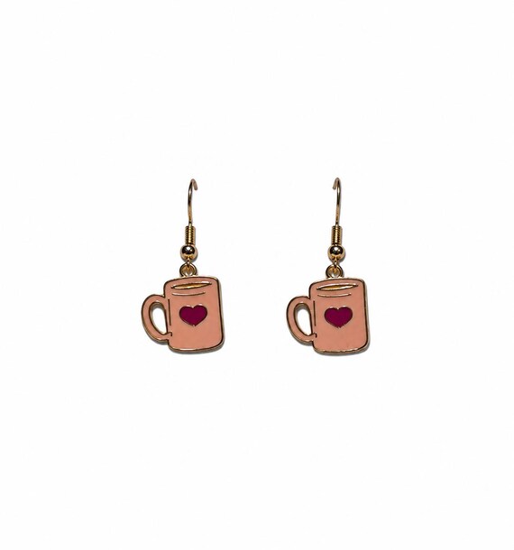 Valentine Heart Mug Dangle Earrings