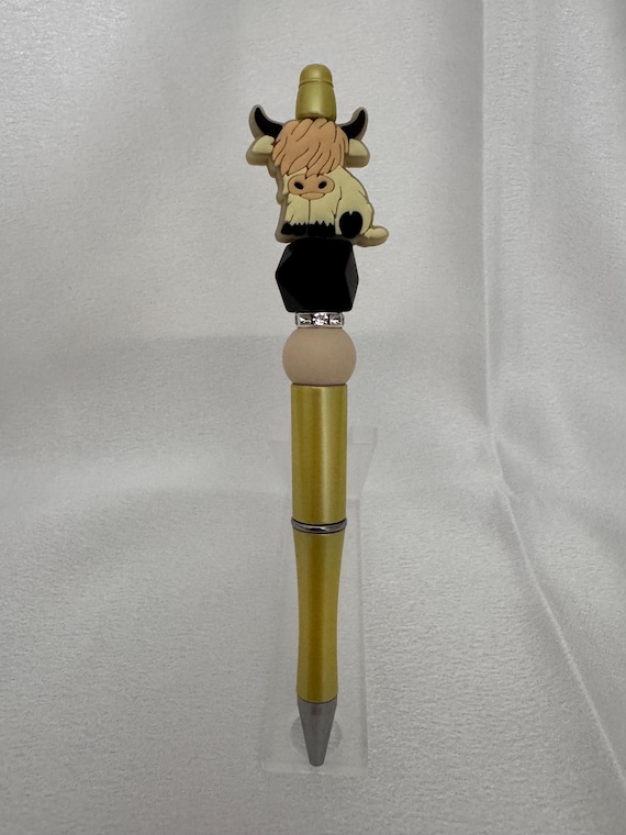 Silicone Beaded Highland Cow Writing Pen