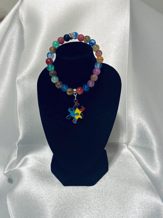 Autism Puzzle Piece Charm Stretch Bracelet