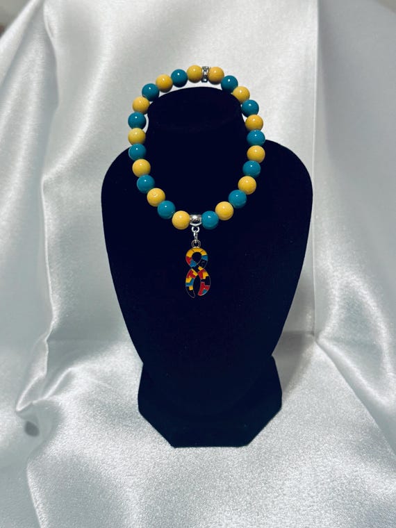 Autism Ribbon Charm Stretch Bracelet