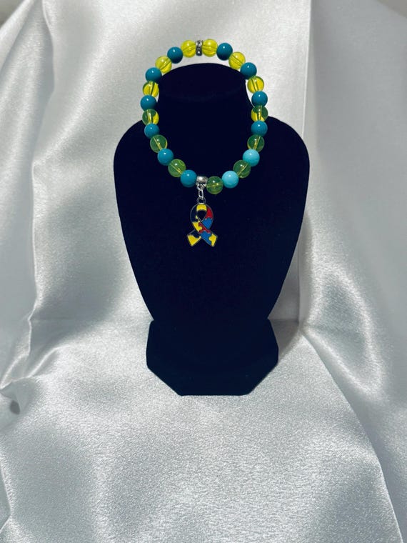 Autism Ribbon Charm Stretch Bracelet