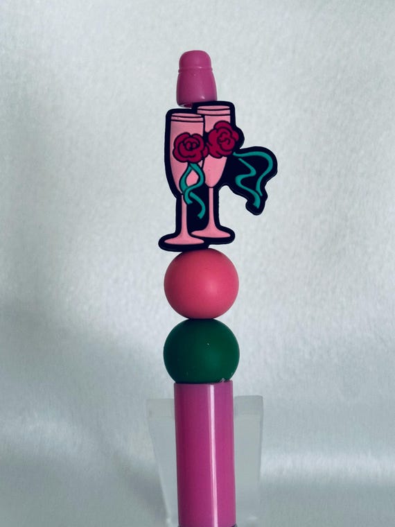 Silicone Beaded Champagne Glass Valentine Writing Pen