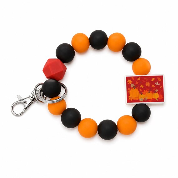 Fall Themed Wristlet Keychain