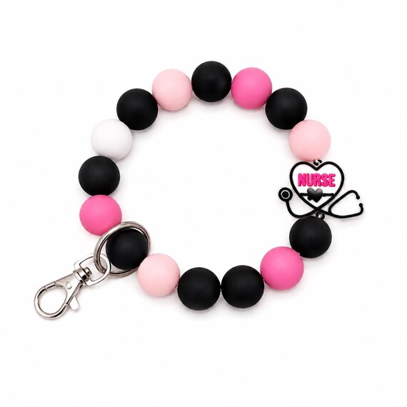 Nurse Appreciation Silicone Wristlet  Keychain