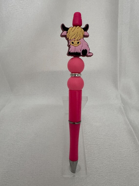 Silicone Beaded Highland Cow Writing Pen