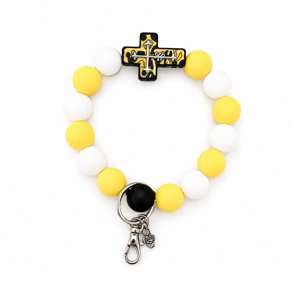 Silicone Cross Bead Wristlet  Keychain