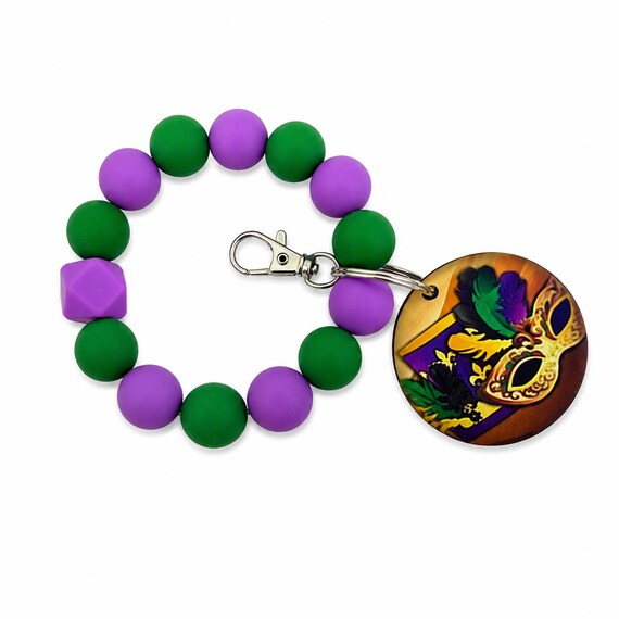 Mardi Gras Silicone Wristlet  Keychain