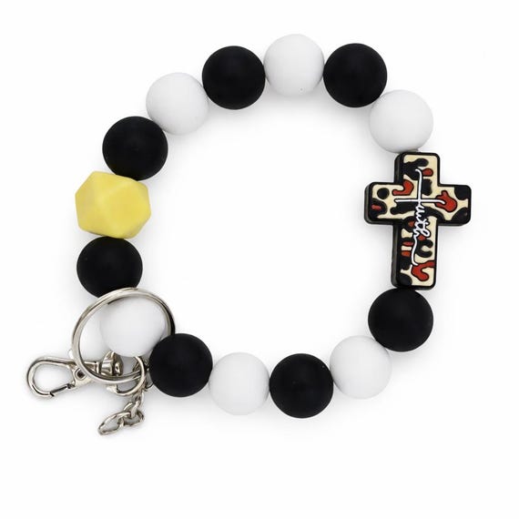 Silicone Cross Bead Wristlet  Keychain