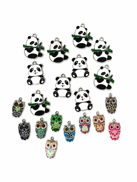 20 Piece Panda Bear and Owl Charms