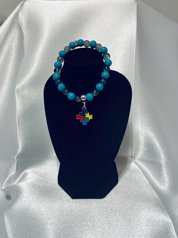 Puzzle Piece Autism Charm Stretch Bracelet