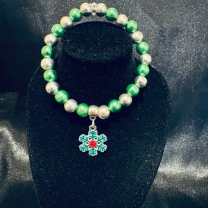 Snowflake Christmas  Charm Stretch Bracelet