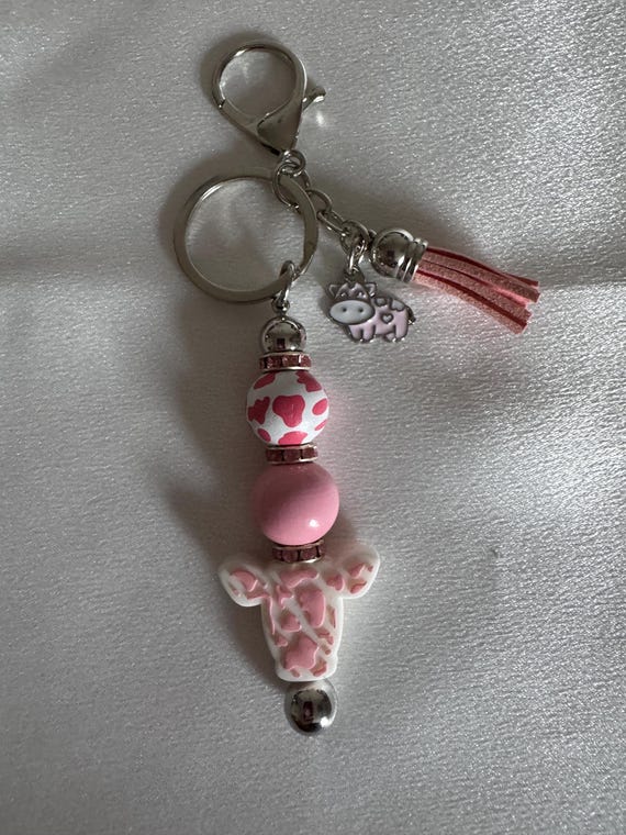 Pink Highland Cow Keychain