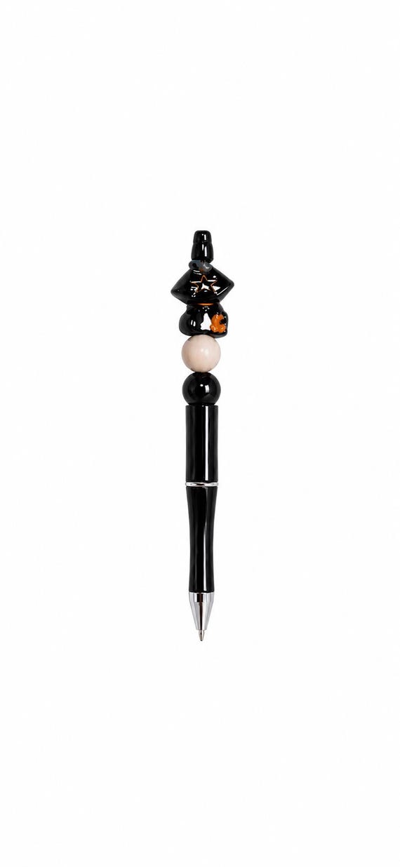 Black Cat Silicone Beaded Writing Pen