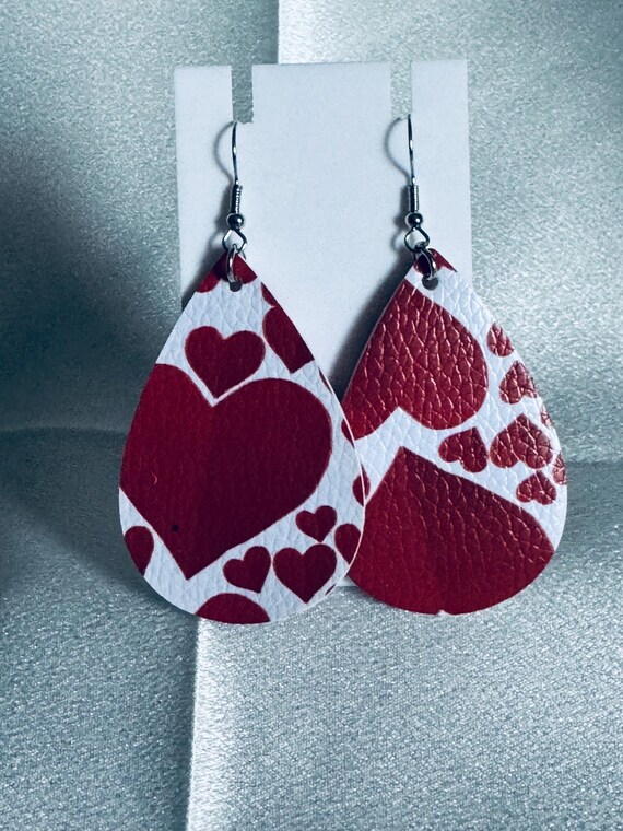 Leather Heart Dangle Earrings