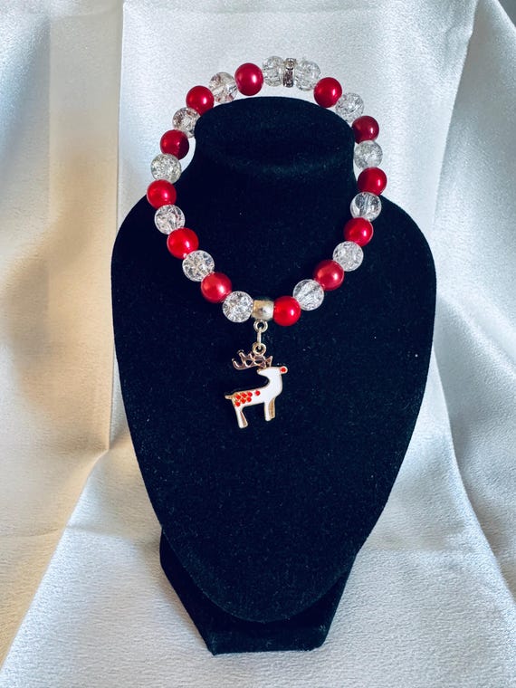 Christmas Reindeer Charm Stretch Bracelet