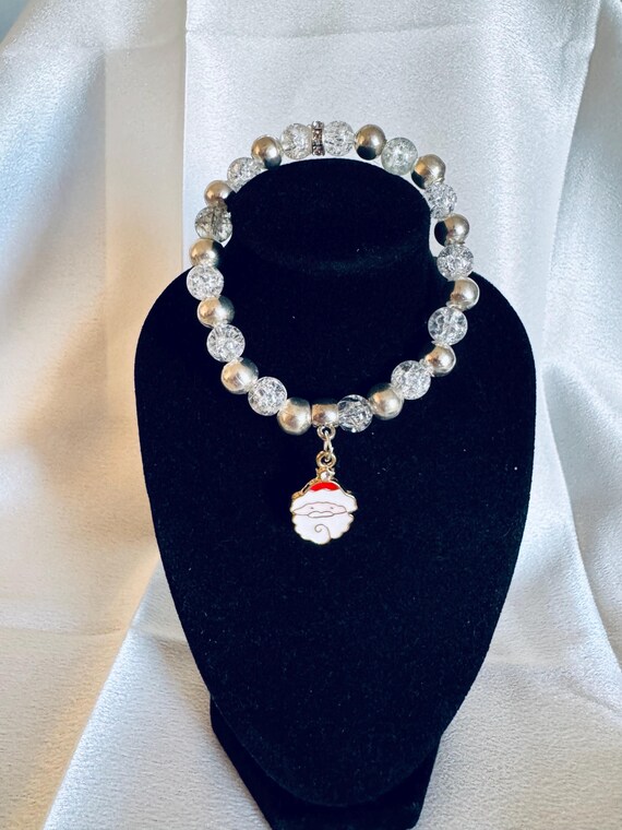 Santa Christmas Charm Stretch Bracelet
