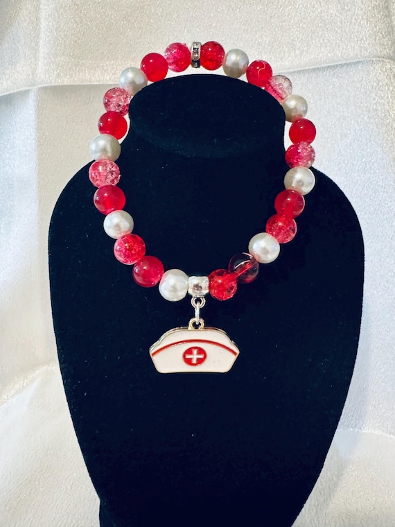 Nurse Hat Charm Stretch Bracelet