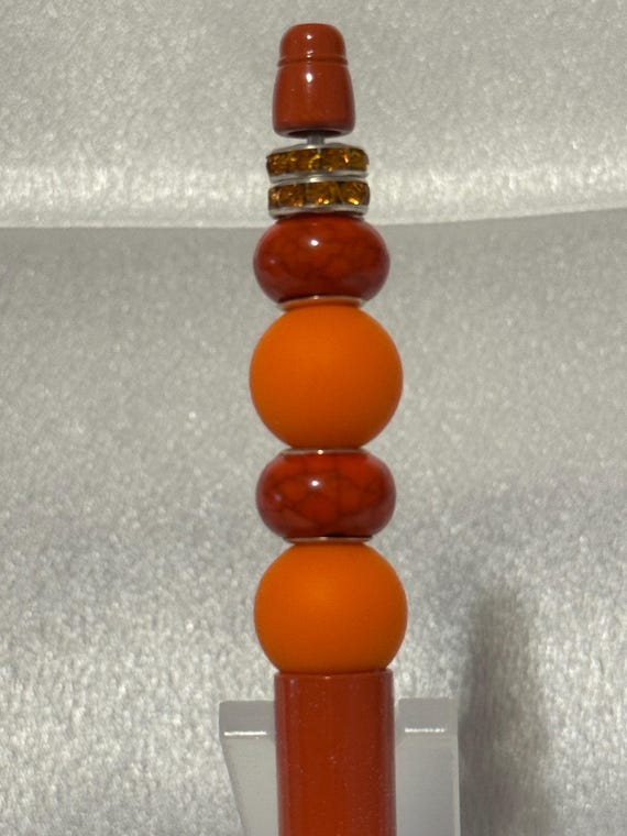 Orange Silicone Beaded Writing Pen